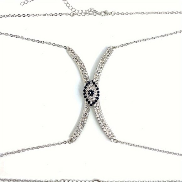 🆕 Seductive Rhinestone Body Chain Bra Necklace Jewelry For Women - Picture 6 of 10
